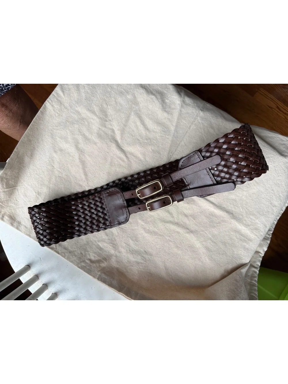 Talbots Brown Woven Leather Adjustable Belt Size Small